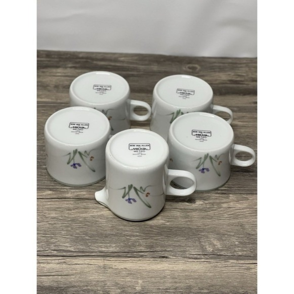 Mikasa Metro Sketch Book Bob Van Allen L9175 Creamer & 4 Cups Japan